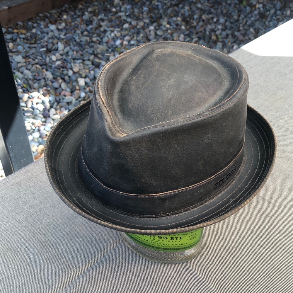 Stetson Odenton Pork Pie  Waxed Cotton Cloth Hat Women/Men, Sz 7 1/4 - 7 3/8